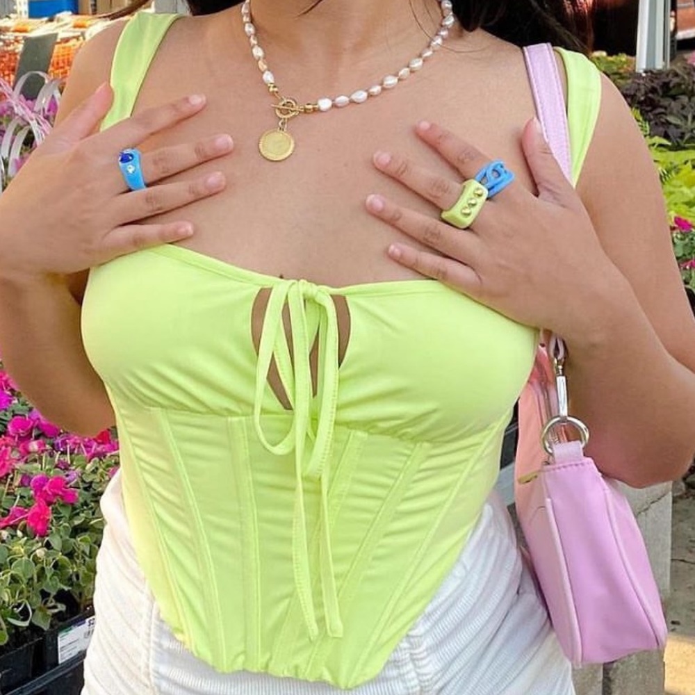 Unruly Lime green corset crop